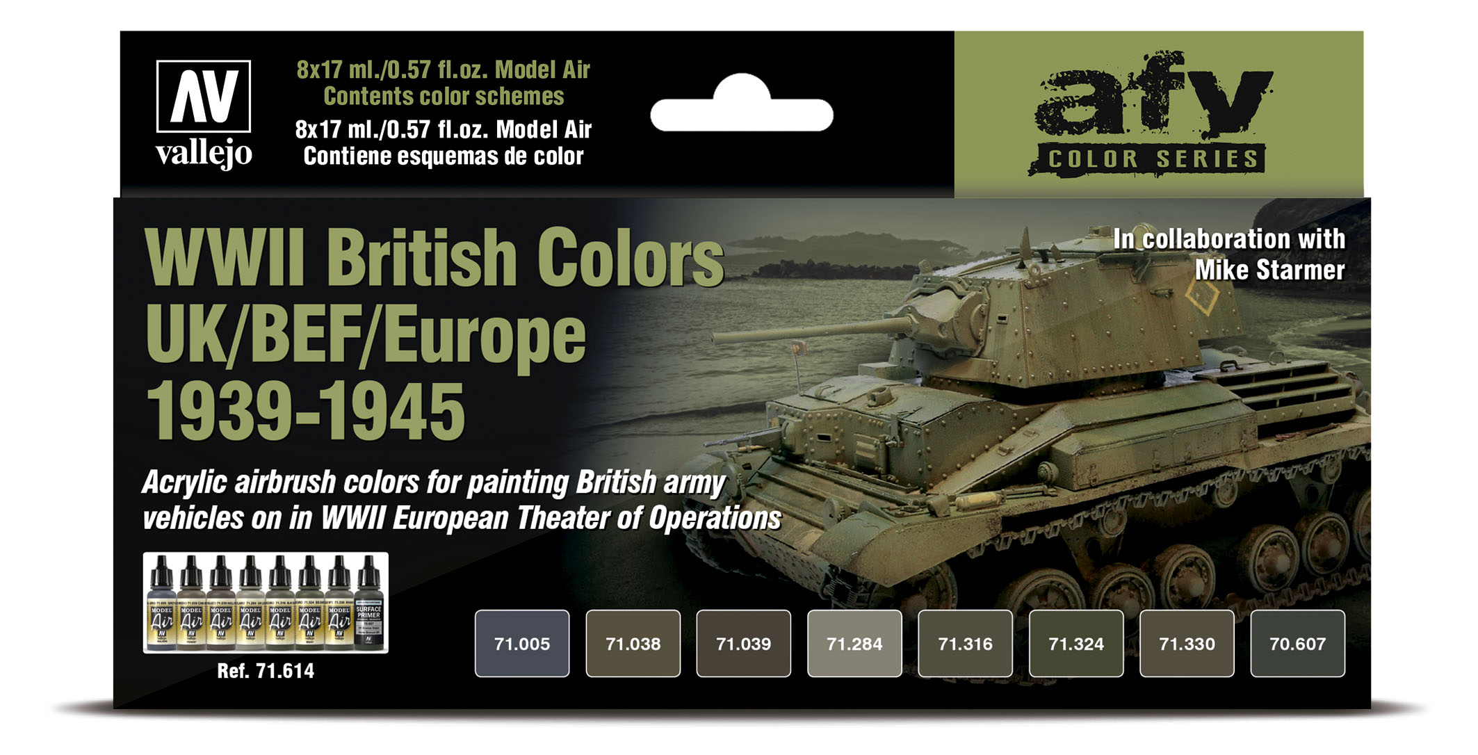Vallejo AFV Airbrush Farben 71614 Model Air WWII British Colors UK/BEF