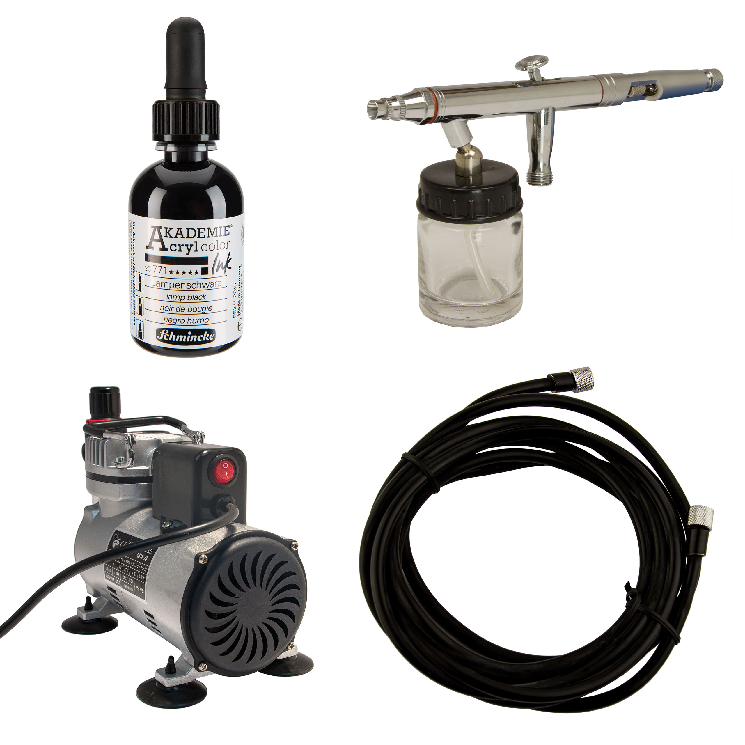 Airbrush Starter Set Airbrush Kompressor Farbe Schlauch Saugsystem 81512